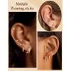 M MOOHAM Hypoallergenic Flat Back Earrings for Women – 14K Gold Plated Cartilage Earring Sets Surgical Steel Earring Stacks Small Stud & Hoop for Cartilage Helix Tragus Piercing Jewelry(14K Gold Plated)