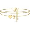 M MOOHAM Gold Initial Ankle Bracelets for Women – Layered Heart Letter A-Z Initial Dainty Gold Anklets for Women Waterproof, Womens Anklets Jewelry Birthday Gifts Jewelry(I)
