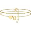 M MOOHAM Gold Initial Ankle Bracelets for Women – Layered Heart Letter A-Z Initial Dainty Gold Anklets for Women Waterproof, Womens Anklets Jewelry Birthday Gifts Jewelry(G)