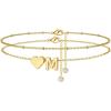 M MOOHAM Gold Initial Ankle Bracelets for Women – Layered Heart Letter A-Z Initial Dainty Gold Anklets for Women Waterproof, Womens Anklets Jewelry Birthday Gifts Jewelry(M)