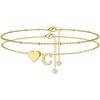 M MOOHAM Gold Initial Ankle Bracelets for Women – Layered Heart Letter A-Z Initial Dainty Gold Anklets for Women Waterproof, Womens Anklets Jewelry Birthday Gifts Jewelry(C)