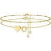 M MOOHAM Gold Initial Ankle Bracelets for Women – Layered Heart Letter A-Z Initial Dainty Gold Anklets for Women Waterproof, Womens Anklets Jewelry Birthday Gifts Jewelry(O)