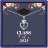 M MOOHAM Graduation Gifts for Her 2025, 14K White Gold Plated CZ Graduation Cap Heart Pendant Initial Necklaces for Women Teen Girls High School College Graduation Gifts for Her(C)