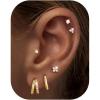 M MOOHAM Hypoallergenic Flat Back Earrings for Women – 14K Gold Plated Cartilage Earring Sets Surgical Steel Earring Stacks Small Stud & Hoop for Cartilage Helix Tragus Piercing Jewelry(14K Gold Plated)