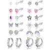 M MOOHAM Hypoallergenic Screw Back Earrings for Girls Kids Women Surgical Steel Flat Back Stud Earrings for Sensitive Ears Cute CZ Ball Heart Flower Screwback Toddler Stud Hoop Earrings Christmas Jewelry Gift(Silver Plated)