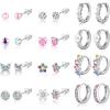 M MOOHAM Hypoallergenic Surgical Stainless Steel Earrings for Girls Kids Women – Screw Back Earrings for Sensitive Ears Cute Flower Butterfly Toddler Stud Hoop Earrings Christmas Jewelry Gift(Silver Plated)