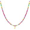 M MOOHAM Stocking Stuffers for Girls Kids – Colorful Beaded Initial Necklaces for Women Girls Jewelry Cute Dainty Bead Bohemian Letter Necklace Birthday Christmas Gifts for Kids Girl Women(J)