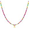 M MOOHAM Stocking Stuffers for Girls Kids – Colorful Beaded Initial Necklaces for Women Girls Jewelry Cute Dainty Bead Bohemian Letter Necklace Birthday Christmas Gifts for Kids Girl Women(R)
