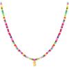 M MOOHAM Stocking Stuffers for Girls Kids – Colorful Beaded Initial Necklaces for Women Girls Jewelry Cute Dainty Bead Bohemian Letter Necklace Birthday Christmas Gifts for Kids Girl Women(S)