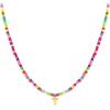 M MOOHAM Stocking Stuffers for Girls Kids – Colorful Beaded Initial Necklaces for Women Girls Jewelry Cute Dainty Bead Bohemian Letter Necklace Birthday Christmas Gifts for Kids Girl Women(T)
