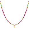 M MOOHAM Stocking Stuffers for Girls Kids – Colorful Beaded Initial Necklaces for Women Girls Jewelry Cute Dainty Bead Bohemian Letter Necklace Birthday Christmas Gifts for Kids Girl Women(G)