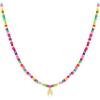 M MOOHAM Stocking Stuffers for Girls Kids – Colorful Beaded Initial Necklaces for Women Girls Jewelry Cute Dainty Bead Bohemian Letter Necklace Birthday Christmas Gifts for Kids Girl Women(A’)
