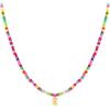 M MOOHAM Stocking Stuffers for Girls Kids – Colorful Beaded Initial Necklaces for Women Girls Jewelry Cute Dainty Bead Bohemian Letter Necklace Birthday Christmas Gifts for Kids Girl Women(E)