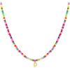 M MOOHAM Stocking Stuffers for Girls Kids – Colorful Beaded Initial Necklaces for Women Girls Jewelry Cute Dainty Bead Bohemian Letter Necklace Birthday Christmas Gifts for Kids Girl Women(D)