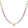 M MOOHAM Stocking Stuffers for Girls Kids – Colorful Beaded Initial Necklaces for Women Girls Jewelry Cute Dainty Bead Bohemian Letter Necklace Birthday Christmas Gifts for Kids Girl Women(B)