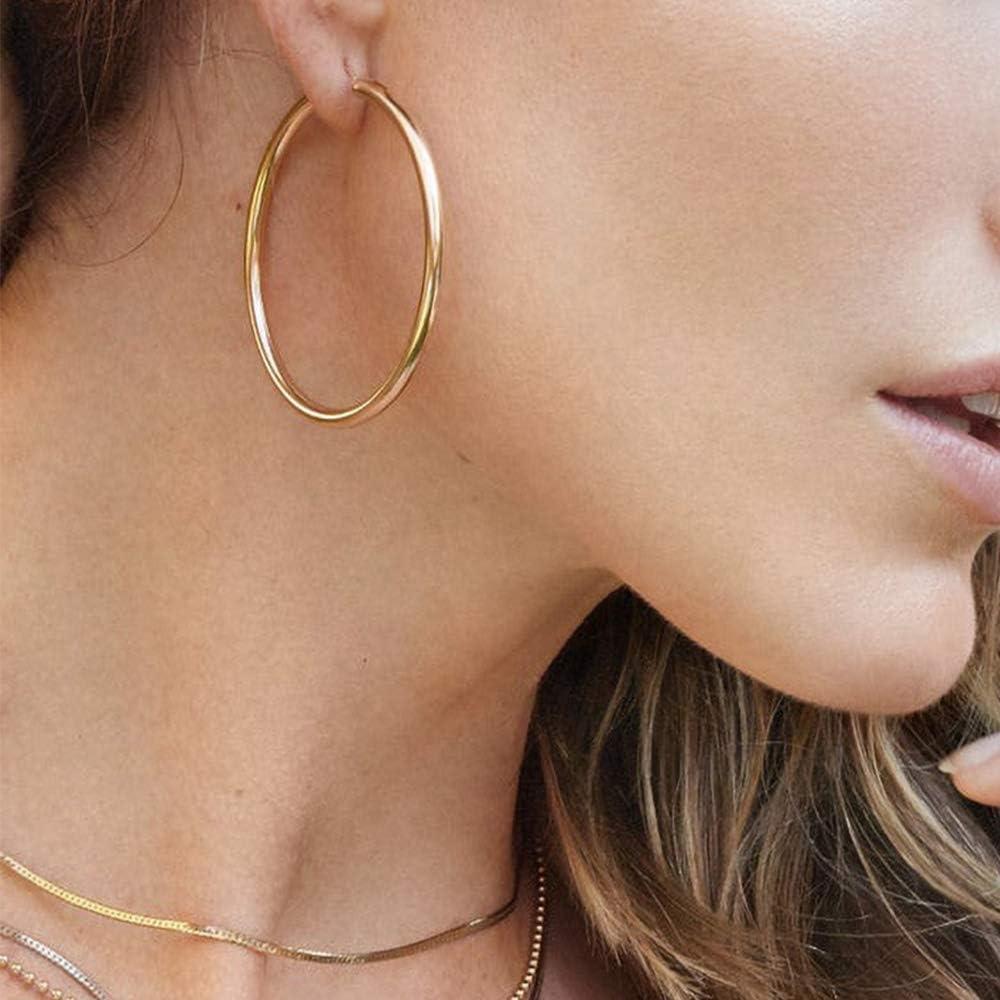 imageM MOOHAM 14KGoldPlated Hoop Earrings for Women Hypoallergenic 14K Gold 925 Sterling silverplated Post Sensitive Ears Nickel Free Hoops Earrings Set for Women Jewelry Lightweight 1360mm2pcs30mmGoldplated