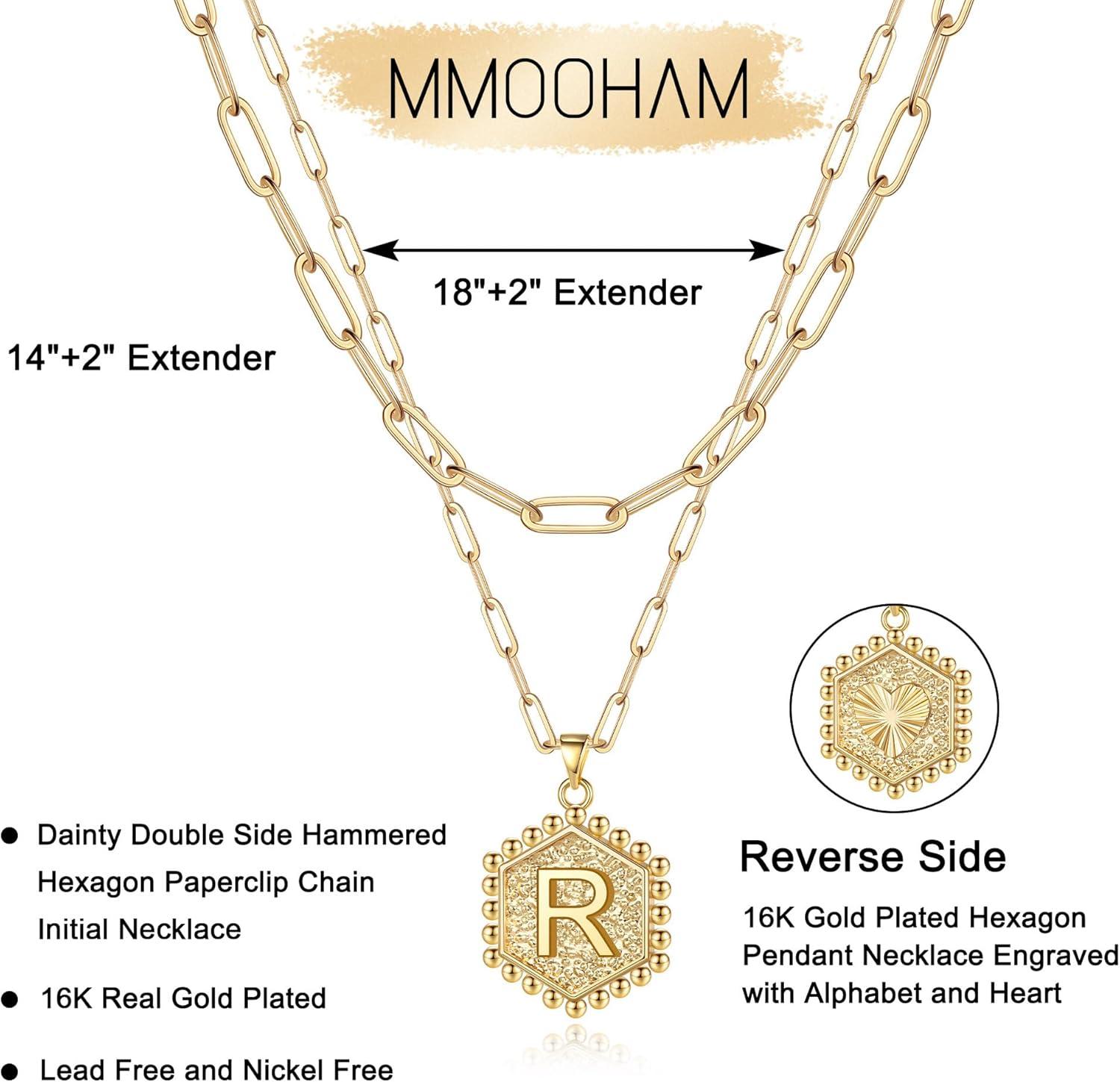 imageM MOOHAM Dainty Gold Necklace for Women 18K Gold Plated Initial Necklaces for Women Trendy Personalized Cute Initial Necklace Layered Gold Jewelry for WomenGold