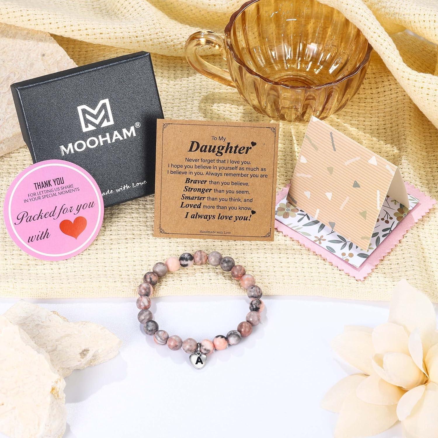 imageM MOOHAM Gifts for DaughterGranddaughterSisterAlways Remember Pink Natural Stone Bracelet for Girls Teen Girl Gifts Trendy StuffDaughter