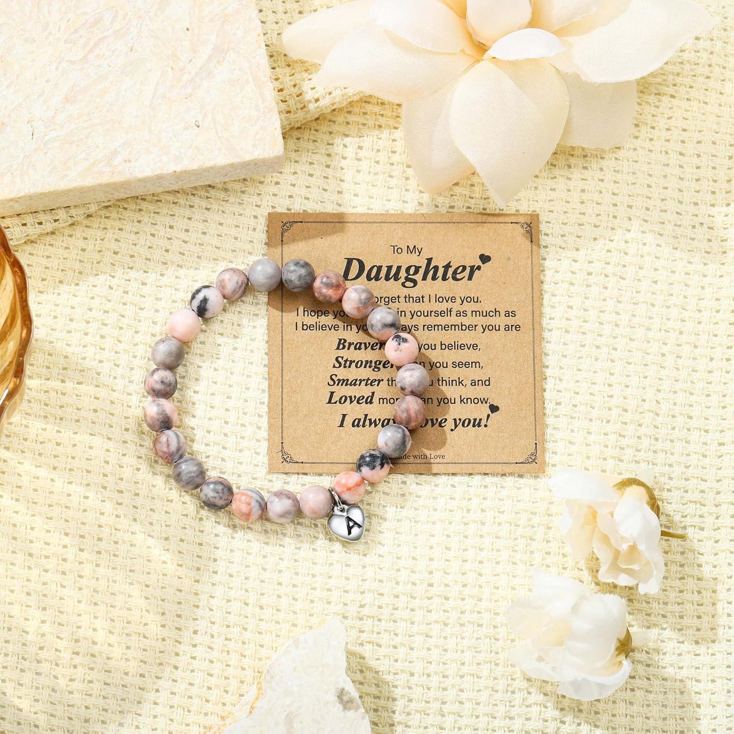 imageM MOOHAM Gifts for DaughterGranddaughterSisterAlways Remember Pink Natural Stone Bracelet for Girls Teen Girl Gifts Trendy StuffDaughter