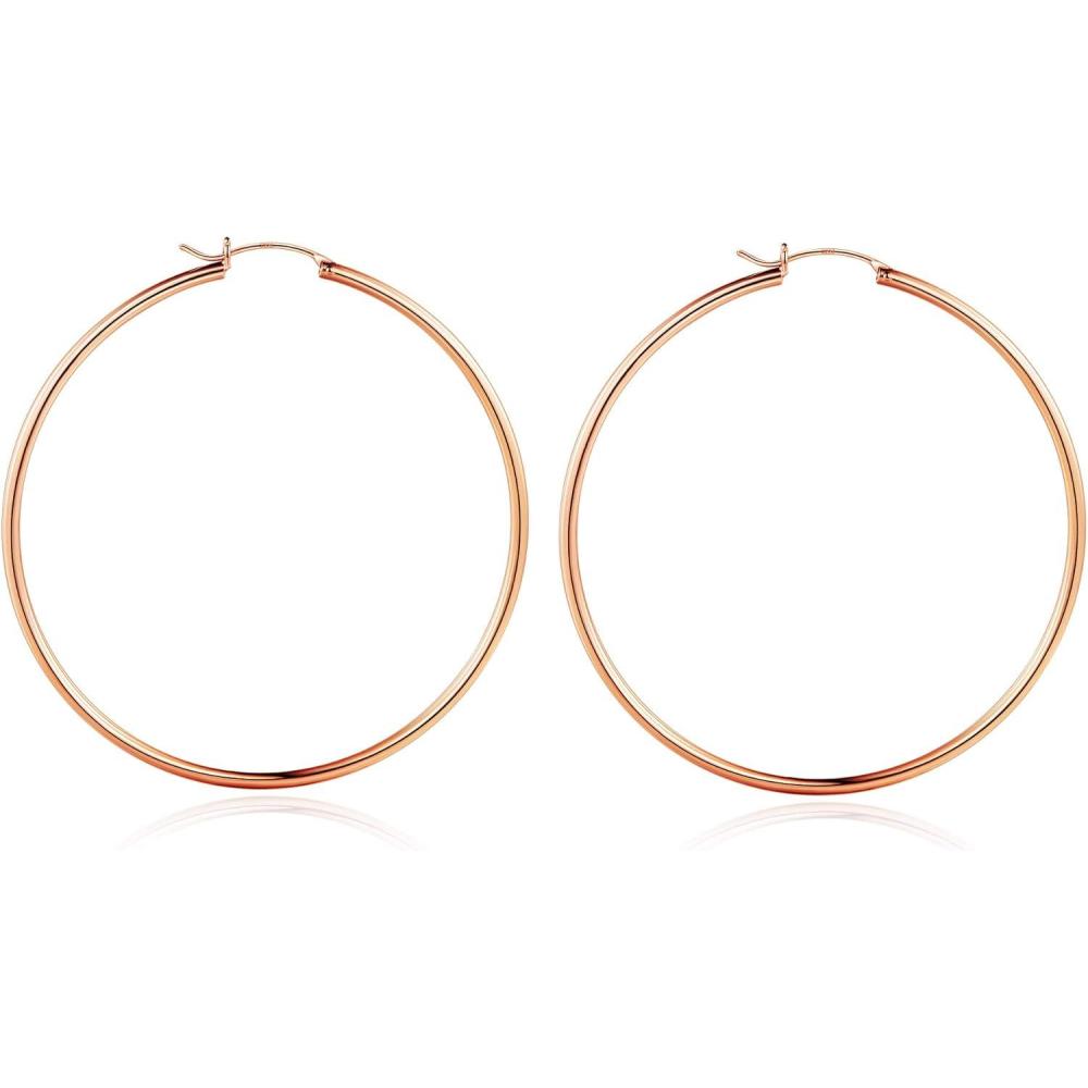 imageM MOOHAM 14KGoldPlated Hoop Earrings for Women  Hypoallergenic 14K Gold 925 Sterling silverplated Post Sensitive Ears Nickel Free Hoops Earrings Set for Women Jewelry Lightweight 1360mm2pcs60mmRoseplated