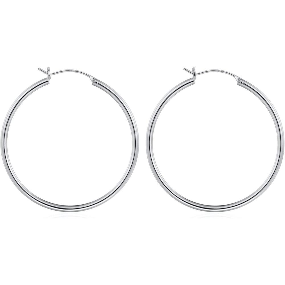 imageM MOOHAM 14KGoldPlated Hoop Earrings for Women  Hypoallergenic 14K Gold 925 Sterling silverplated Post Sensitive Ears Nickel Free Hoops Earrings Set for Women Jewelry Lightweight 1360mm2pcs40mmsilverplated