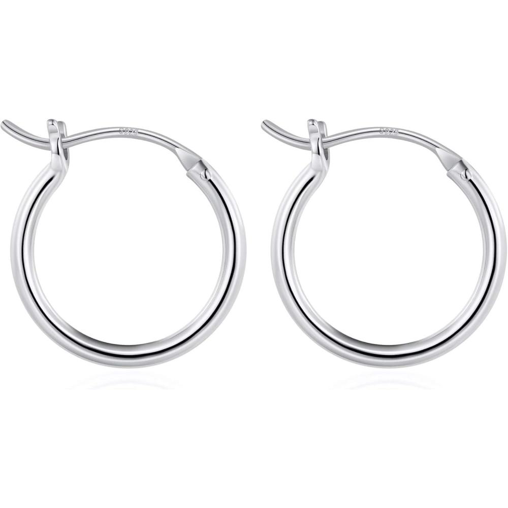 imageM MOOHAM 14KGoldPlated Hoop Earrings for Women  Hypoallergenic 14K Gold 925 Sterling silverplated Post Sensitive Ears Nickel Free Hoops Earrings Set for Women Jewelry Lightweight 1360mm2pcs15mmsilverplated