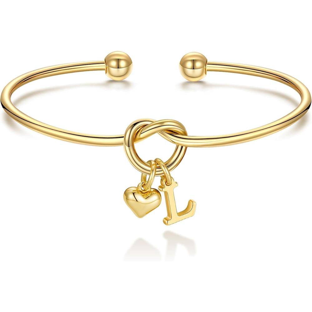 imageM MOOHAM Christmas Gifts for Women Teen Girls Knot Initial Bracelets for Women Bridesmaid Gifts Bridesmaids Proposal Gift Dainty Knot Letter AZ Heart Initial Bracelet Jewelry Friendship BraceletsL