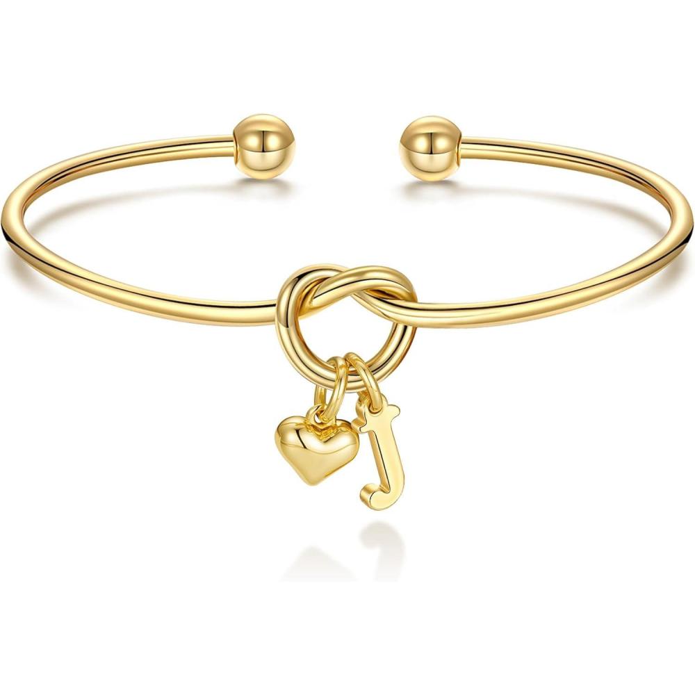 imageM MOOHAM Christmas Gifts for Women Teen Girls Knot Initial Bracelets for Women Bridesmaid Gifts Bridesmaids Proposal Gift Dainty Knot Letter AZ Heart Initial Bracelet Jewelry Friendship BraceletsJ