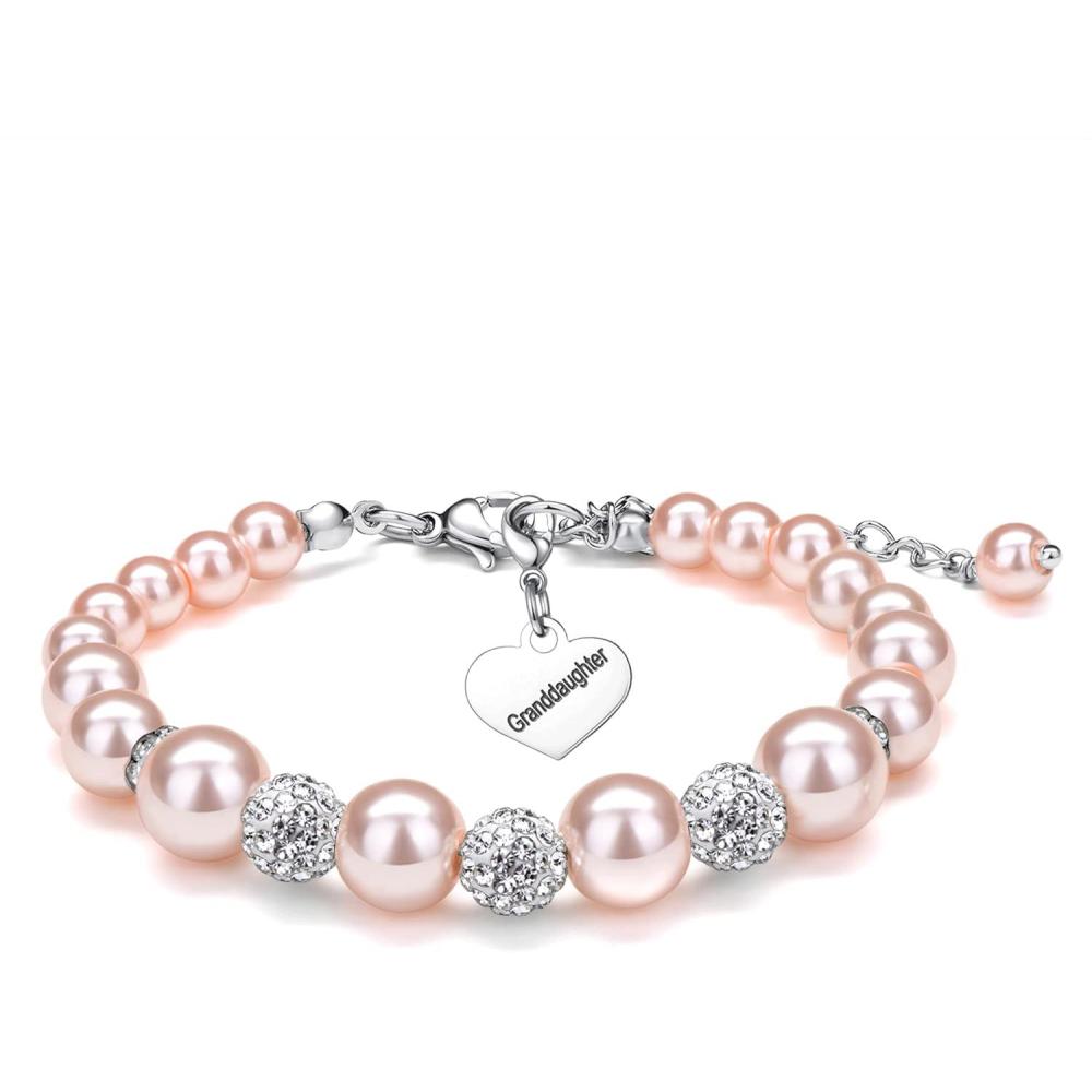 imageM MOOHAM Daughter Gift from Mom Dad Pearl Bracelet for Girls Women Gifts for DaughterGranddaughterNieceAuntGrandmaNana Birthday Gifts Graduation Gifts for Girls 9 inches Pearl no gemstone