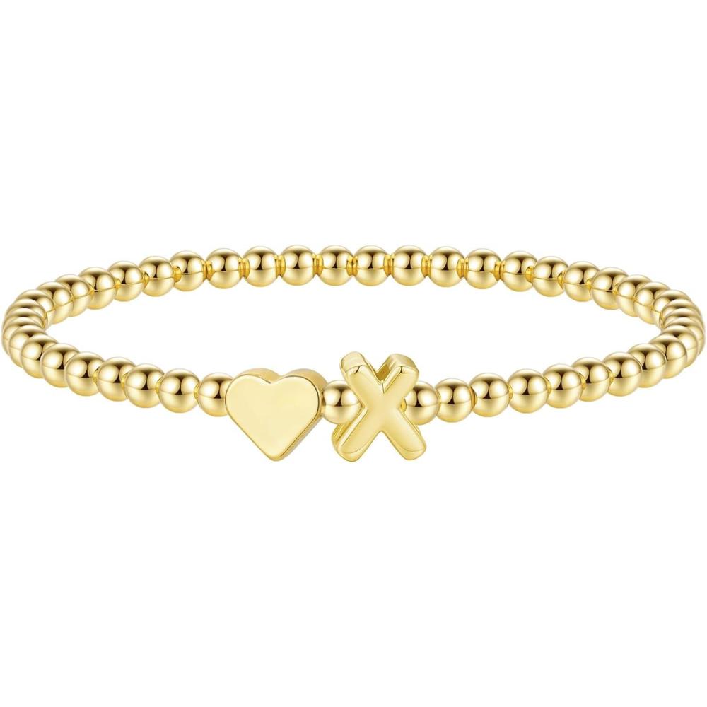 imageM MOOHAM Stocking Stuffers for Teen Girls Women Dainty Gold Initial Beaded Bracelets for Women Trendy Charm Letter AZ Personalized Bracelet Jewelry Kids Christmas GiftsX