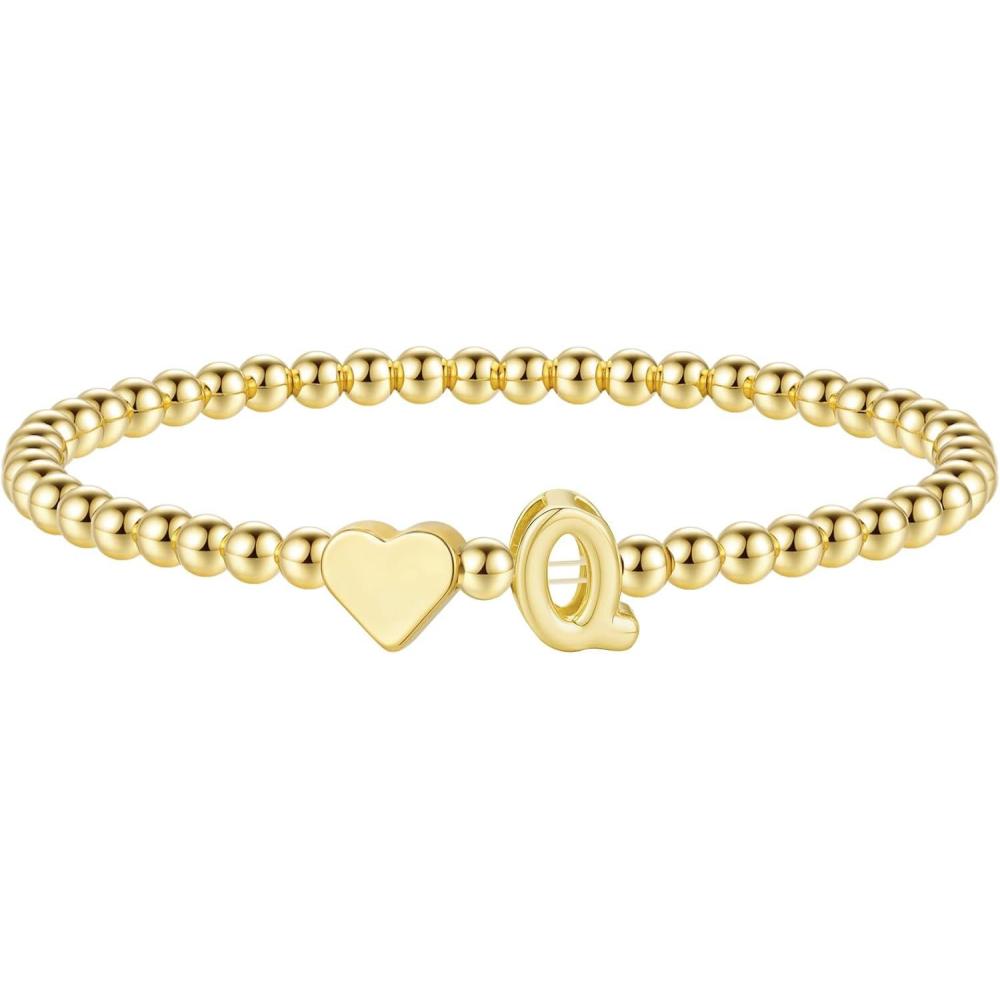 imageM MOOHAM Stocking Stuffers for Teen Girls Women Dainty Gold Initial Beaded Bracelets for Women Trendy Charm Letter AZ Personalized Bracelet Jewelry Kids Christmas GiftsQ