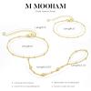 M MOOHAM 14K-Gold-Plated Hand Chain Bracelet for Women, Dainty Ring Bracelet Hands Chain Cubic Zirconia Clover Butterfly Cross Heart Finger Rings Bracelets for Women Teen Girl Gifts(Round Zircon)