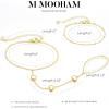 M MOOHAM 14K-Gold-Plated Hand Chain Bracelet for Women, Dainty Ring Bracelet Hands Chain Cubic Zirconia Clover Butterfly Cross Heart Finger Rings Bracelets for Women Teen Girl Gifts(Heart)