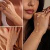M MOOHAM 14K-Gold-Plated Hand Chain Bracelet for Women, Dainty Ring Bracelet Hands Chain Cubic Zirconia Clover Butterfly Cross Heart Finger Rings Bracelets for Women Teen Girl Gifts(Butterfly)