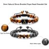 M MOOHAM Beaded Bracelets for Men Gifts – 8mm Natural Stone Initial Bracelet for Men Lava Rock Tiger Eye Bracelets Christmas Birthday Gifts for Dad Grandpa Husband