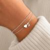 M MOOHAM Christmas Gifts for Grandkids Teens Girls -14K-Gold-Plated Heart Initial Bracelets for Women Girl Dainty Gold Bracelets Birthday Gift Stocking Stuffers for Women Teenage Girls Kids Gifts(Silver-Plated)