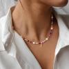 M MOOHAM Colorful Initial Necklaces for Girls Women Kids – Christmas Stocking Stuffers Beaded Pearl Choker Necklace for Women Teen Girl Gifts Trendy Personalized Letter Birthday Gifts Kids Jewelry(T)