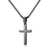 M MOOHAM Cross Necklace for Men – Stainless Steel Silver Gold Black Plain Cross Pendant Necklace Simple Jewelry Gifts, 16-24 Inches Chain(Black: Cross Pendant 1″*0.6″)
