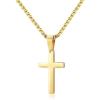 M MOOHAM Cross Necklace for Men – Stainless Steel Silver Gold Black Plain Cross Pendant Necklace Simple Jewelry Gifts, 16-24 Inches Chain(Gold: Cross Pendant 1″*0.6″)