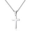M MOOHAM Cross Necklace for Men – Stainless Steel Silver Gold Black Plain Cross Pendant Necklace Simple Jewelry Gifts, 16-24 Inches Chain(Silver: Cross Pendant 1″*0.6″)