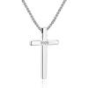 M MOOHAM Cross Necklace for Men, Silver Black Gold Stainless Steel Plain Cross Pendant Necklace for Men Box Chain 16-30 Inch(16)