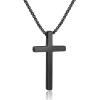 M MOOHAM Cross Necklace for Men, Silver Black Gold Stainless Steel Plain Cross Pendant Necklace for Men Box Chain 16-30 Inch(16)