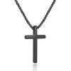 M MOOHAM Cross Necklace for Men, Silver Black Gold Stainless Steel Plain Cross Pendant Necklace for Men Box Chain 16-30 Inch(18)