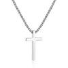 M MOOHAM Cross Necklace for Men, Silver Black Gold Stainless Steel Plain Cross Pendant Necklace for Men Box Chain 16-30 Inch(18)