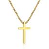 M MOOHAM Cross Necklace for Men, Silver Black Gold Stainless Steel Plain Cross Pendant Necklace for Men Box Chain 16-30 Inch(18)