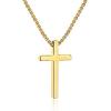 M MOOHAM Cross Necklace for Men, Silver Black Gold Stainless Steel Plain Cross Pendant Necklace for Men Box Chain 16-30 Inch(24)