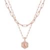M MOOHAM Dainty Initial Necklaces for Women, 14K-Gold-Plated Layering Necklace for Women Cute Hexagon Letter Initial Necklace Layered Necklaces for Teenage Teen Girls Christmas Gifts Stocking Stuffers(Rose Gold Plated)