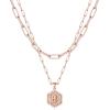 M MOOHAM Dainty Initial Necklaces for Women, 14K-Gold-Plated Layering Necklace for Women Cute Hexagon Letter Initial Necklace Layered Necklaces for Teenage Teen Girls Christmas Gifts Stocking Stuffers(Rose Gold Plated)