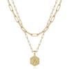 M MOOHAM Dainty Initial Necklaces for Women, 14K-Gold-Plated Layering Necklace for Women Cute Hexagon Letter Initial Necklace Layered Necklaces for Teenage Teen Girls Christmas Gifts Stocking Stuffers(14K-Gold-Plated)