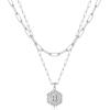 M MOOHAM Dainty Initial Necklaces for Women, 14K-Gold-Plated Layering Necklace for Women Cute Hexagon Letter Initial Necklace Layered Necklaces for Teenage Teen Girls Christmas Gifts Stocking Stuffers(Silver)